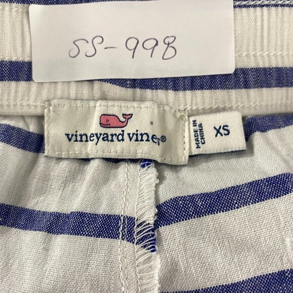 Vineyard Vines Dip Dye Stripe Pull On Shorts Linen Blend Tie Waist Women's XS - Picture 3 of 7